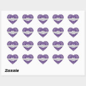 Eleganter Lila Damask Heart Wedding Sticker (Blatt)