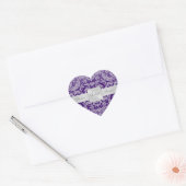 Eleganter Lila Damask Heart Wedding Sticker (Umschlag)