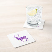 Eleganter lila Damast-Rotwild-Hirsch Rechteckiger Pappuntersetzer (Vor Ort)