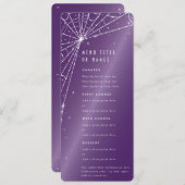 Eleganter Lila Diamond Spider Web Flat 4 Course Menükarte (Vorne/Hinten)