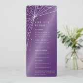 Eleganter Lila Diamond Spider Web Flat 4 Course Menükarte (Stehend Vorderseite)