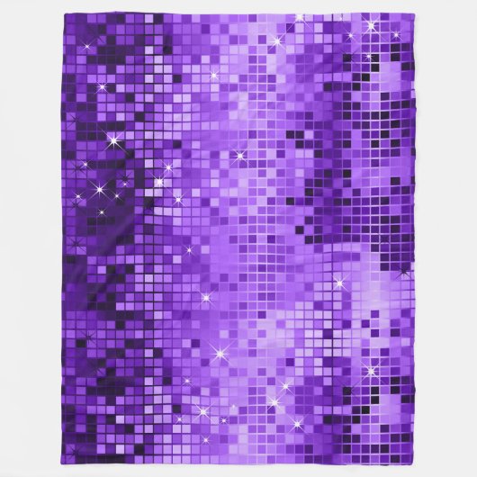 Eleganter Lila Disco Glitzer Retro Design Fleecedecke (Vorderseite)