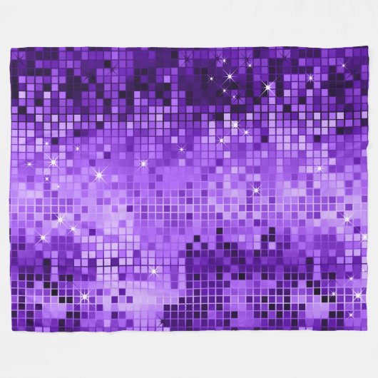Eleganter Lila Disco Glitzer Retro Design Fleecedecke (Vorderseite (Horizontal))