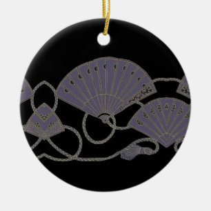 Eleganter lila Fächer Keramik Ornament