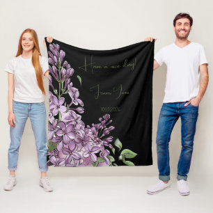 Eleganter lila Flieder Botanical Floral Kuschel-Fl Fleecedecke