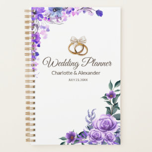 Eleganter lila floraler Hochzeitsplaner personalis Planer