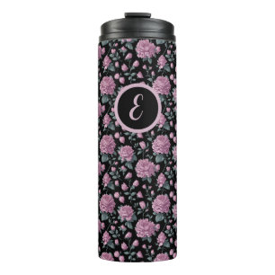 Eleganter Lila floraler Thermaltumbler mit anfängl Thermosbecher