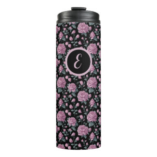Eleganter Lila floraler Thermaltumbler mit anfängl Thermosbecher