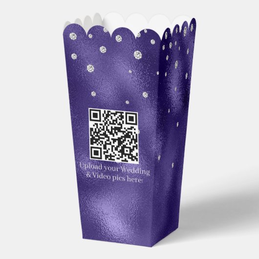 Eleganter Lila Foil & Diamond Wedding Popcorn Geschenkschachtel (Rückseite)