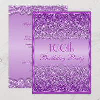 Eleganter Lila französischer Lace 100. Geburtstag