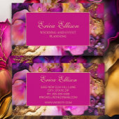 Eleganter Lila Fuchsia Gold Floral Wedding Planner Visitenkarte