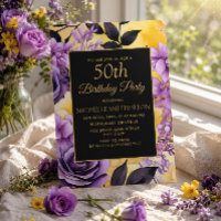 Eleganter Lila-gelber Blumenstrauß 50. Geburtstag