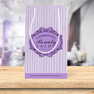 Eleganter lila gestreifter Vintage-Rahmen-Schönhei Kleine Geschenktüte