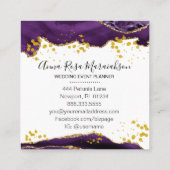 *~* Eleganter Lila Glitzer Agate Modern Quadratische Visitenkarte (Rückseite)