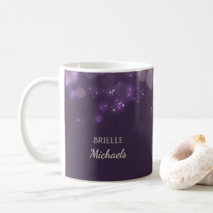 Eleganter Lila Glitzer Bokeh Glitzern mit Namen Kaffeetasse
