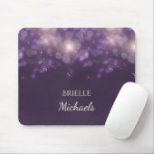 Eleganter Lila Glitzer Bokeh Glitzern mit Namen Mousepad (Mit Mouse)