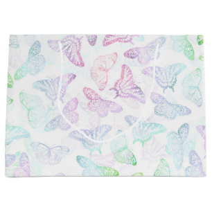 Eleganter Lila Glitzer Butterfly Glam Design Große Geschenktüte