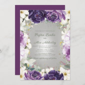 Eleganter Lila Glitzer Einladung (Vorne/Hinten)