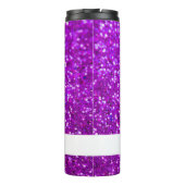 Eleganter Lila Glitzer Individuelle Name Thermosbecher (Rückseite)