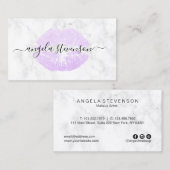 Eleganter lila Glitzer Lippen, weißer Marmor Visitenkarte (Vorne/Hinten)