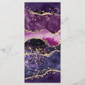 Eleganter Lila Glitzer Marble Agate Wedding Menükarte (Rückseite)