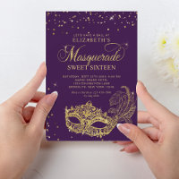 Eleganter Lila Glitzer Masquerade Sweet 16