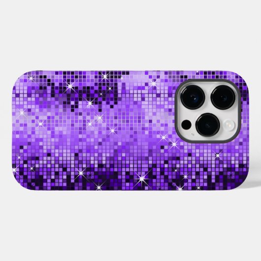 Eleganter Lila Glitzer Metallic Sequence Case-Mate iPhone Hülle (Rückseite (Horizontal))