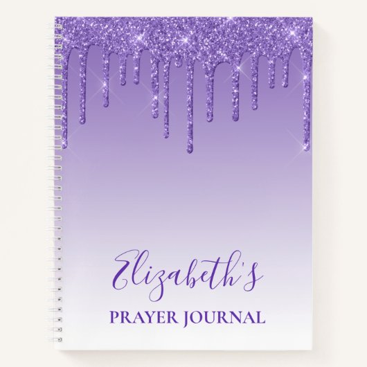 Eleganter Lila Glitzer Prayer Journal Notizblock (Vorderseite)