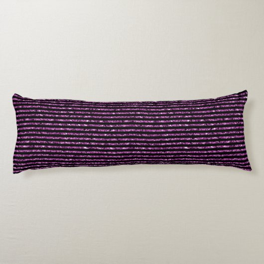 Eleganter Lila Glitzer Schwarzer Streifen Chic Mus Seitenschläferkissen (Rückseite)