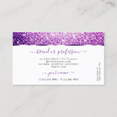 Eleganter Lila Glitzer Spark Sterne Edelstein Visitenkarte (Rückseite)