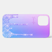Eleganter lila Glitzer Tropfen Case-Mate iPhone Hülle (Rückseite (Horizontal))