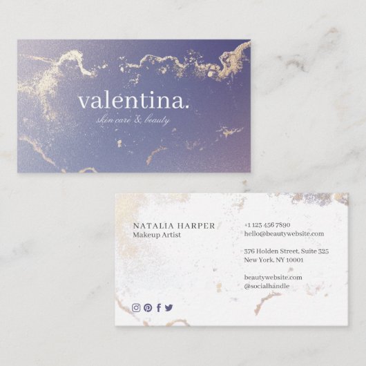 Eleganter Lila Glitzer Visitenkarte (Vorne/Hinten)