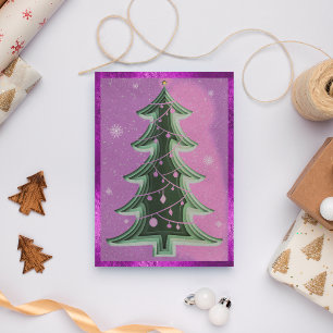 Eleganter lila-glitzernder Papier-Schnitt-Weihnach Feiertagskarte