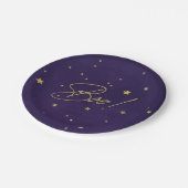 Eleganter Lila/Gold Boo! Halloween-Party Pappteller (Schrägansicht)