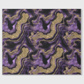 Eleganter Lila & Gold Glitzer Agate Birthday Geschenkpapier (Flach)
