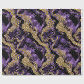 Eleganter Lila & Gold Glitzer Agate Birthday Geschenkpapier (Flach)