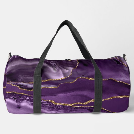 Eleganter Lila Gold Glitzer Agate Large Duffel Bag Duffle Bag (Vorderseite)