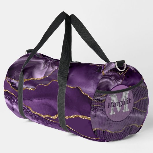 Eleganter Lila Gold Glitzer Agate Large Duffel Bag Duffle Bag (Rechte Ecke)