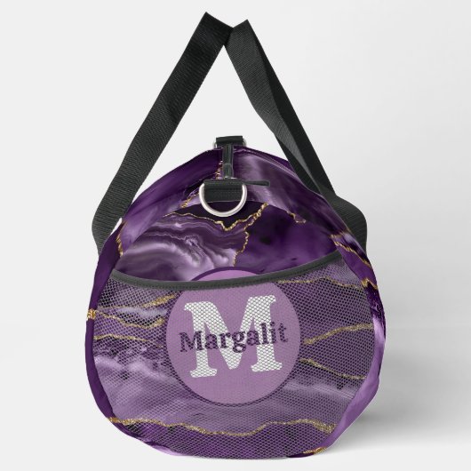 Eleganter Lila Gold Glitzer Agate Large Duffel Bag Duffle Bag (Rechts)