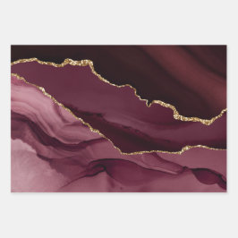 Eleganter Lila Gold Glitzer Geschenkpapier Set