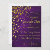 Eleganter Lila Gold-Glitzer-Hochzeit rettet das Da Save The Date (Vorderseite)