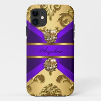 Eleganter Lila Golddamassel Jewel Case-Mate iPhone Hülle