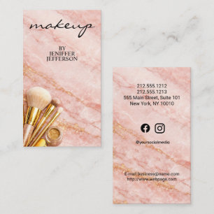 Eleganter lila-goldener Marmor-Make-up-Artist Visitenkarte