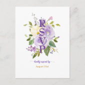 Eleganter Lila Goldflorensaison RSVP Einladungspostkarte (Vorderseite)