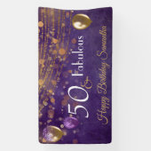 Eleganter Lila Goldglam 50 und fabelhafter Geburts Banner (Vertikal)