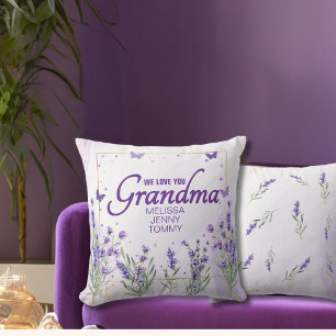 Eleganter Lila Goldlavender Wir Liebe Sie Oma Kissen