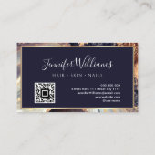 Eleganter Lila Goldmarble Agate Geode QR Code Visitenkarte (Rückseite)