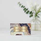 Eleganter Lila Goldmarble Agate Geode QR Code Visitenkarte (Stehend Vorderseite)