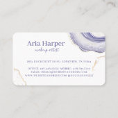Eleganter Lila- & Gray Geode Gold Glitzer Agate Visitenkarte (Rückseite)