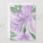 Eleganter Lila grüner Silberblumen-Glitzer Hochzei Einladung (Rückseite)